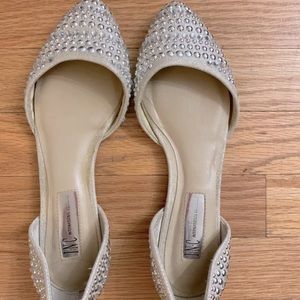 Pointed toe bling studded flats